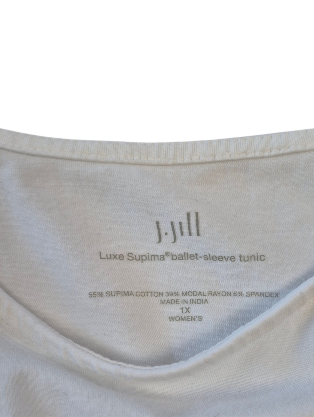 ⚪️2/$20 J. Jill Luxe Supima Ballet Sleeve Tunic Sz 1X White Miniminalist Capsule - Picture 2 of 10